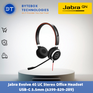 Jabra Evolve 40 UC Stereo Office Headset USB-C 3.5mm (6399-829-289)【Bytebox】